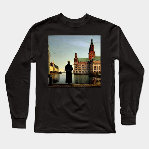 Hamburg in Caspar David Friedrich Style Long Sleeve T-Shirt by Crestern